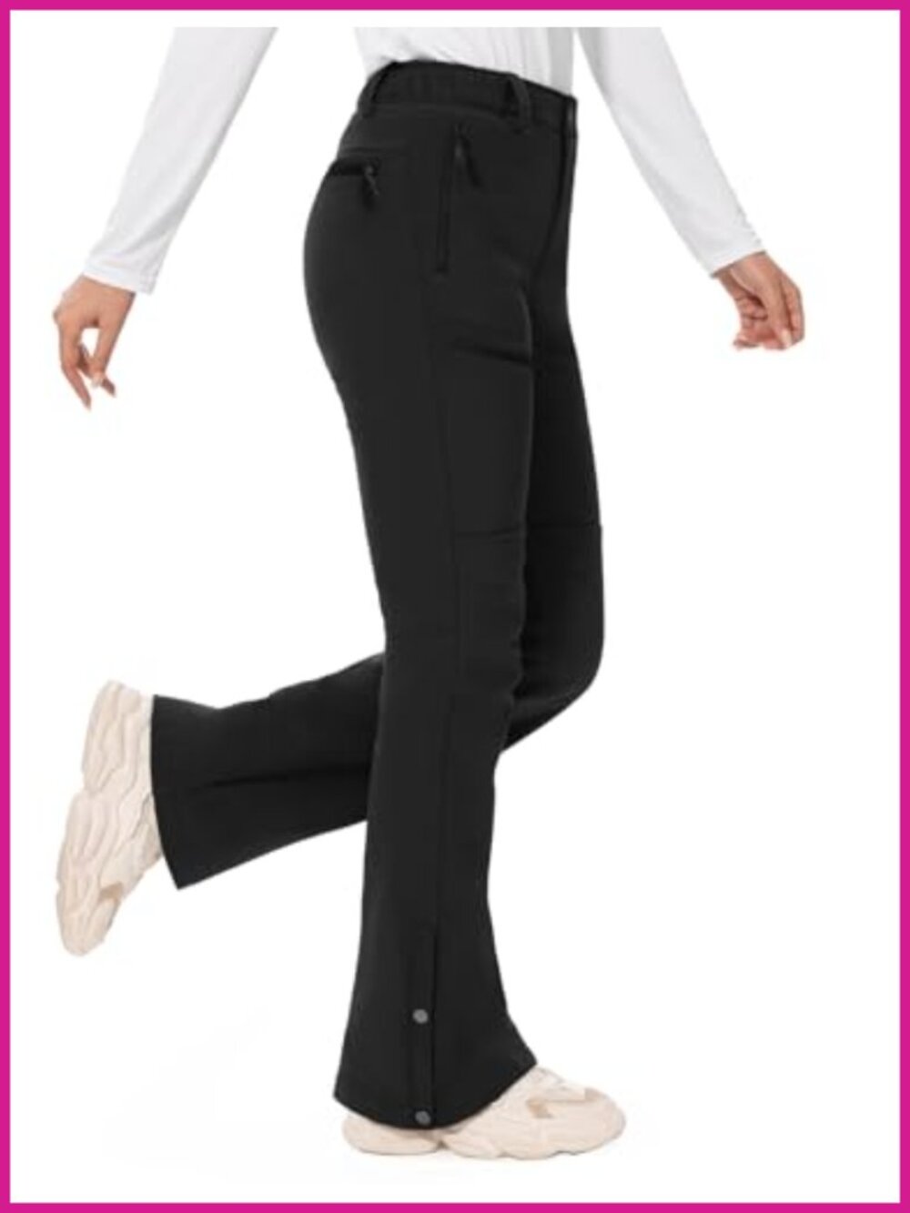 Fleece Lined Water Resistant Flare Ski Pants Winter Snowboard Pants